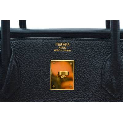 HERMES HAUT A COURROIES 40 BLACK EPSOM LEATHER WITH GOLD-TONE HARDWEAR