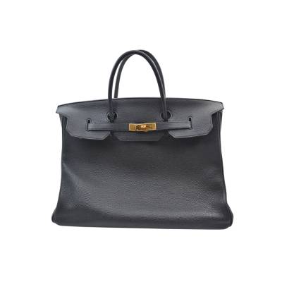 HERMES HAUT A COURROIES 40 BLACK EPSOM LEATHER WITH GOLD-TONE HARDWEAR