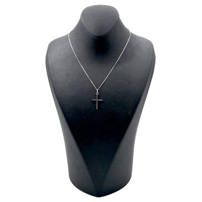 LANT SI PANDANT IN FORMA DE CRUCE DIN AUR ALB 14K_139540