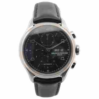 BAUME&MERCIER CLIFTON 43 CHRONOGRAPH BLACK DIAL LEATHER STRAP AUTOMATIC REF: M0A10211 / 65731