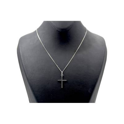 LANT SI PANDANT IN FORMA DE CRUCE DIN AUR ALB 14K_139540