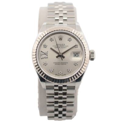 ROLEX LADY-DATEJUST 28 MM SILVER DIAMOND FULL SET 2021 REF: 279174