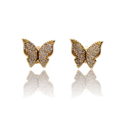 CERCEI CU SURUB IN FORMA DE FLUTURE DIN AUR GALBEN 14K_139468