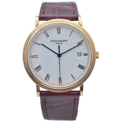 PATEK PHILIPPE CALATRAVA CLOU DE PARIS 33MM YELLOW GOLD WHITE ROMAN DIAL BOX ONLY QUARTZ REF: 3944J