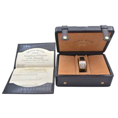 FRANCK MULLER LONG ISLAND 23X32MM YELLOW GOLD SILVER DIAL QUARTZ BOX+PAPERS 2002 REF: 900 QZ