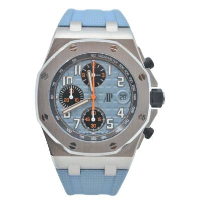 AUDEMARS PIGUET ROYAL OAK OFFSHORE 42MM CHRONOGRAPH AUTOMATIC BLUE MEGA TAPISSERIE DIAL FULL SET REF: 26238ST.OO.A340CA.01