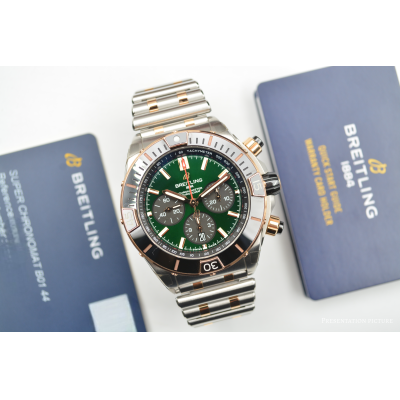 BREITLING SUPER CHRONOMAT B01 44MM GOLD&STEEL BOX+PAPERS 2022 STICKERS REF: UB0136251L1U1