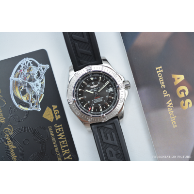 BREITLING COLT AUTOMATIC 39MM STAINLESS STEEL BLACK RUBBER BAND REF: A17380