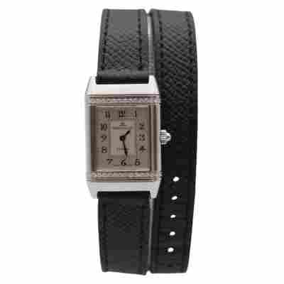 JAEGER-LECOULTRE REVERSO 21X33 MM STEEL SILVER DIAMOND DIAL QUARTZ REF:265.8.08 