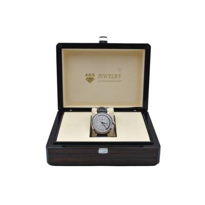 BAUME&MERCIER CAPELAND WORLDTIMER 44 STEEL LEATHER STRAP AUTOMATIC REF: 65733 / M0A10106