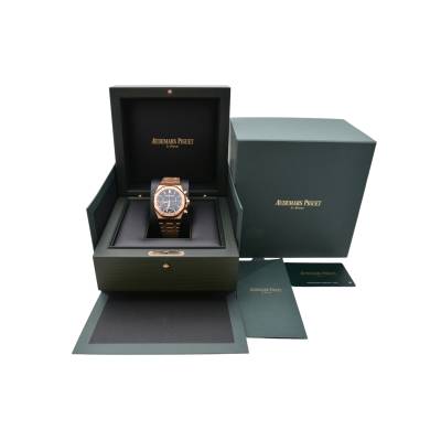 AUDEMARS PIGUET ROYAL OAK CHRONOGRAPH SELFWINDING 42 ROSE GOLD BLUE FULL SET 2023 REF: 26240OR.OO.1320OR.05