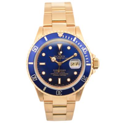 ROLEX SUBMARINER DATE 40 YELLOW GOLD BLUE DIAL OYSTER VINTAGE 1997 AUTOMATIC REF: 16618