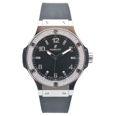 HUBLOT BIG BANG 38 BLACK DIAL DIAMONDS STAINLESS STEEL QUARTZ REF: 361.SX.1270.RX.1104