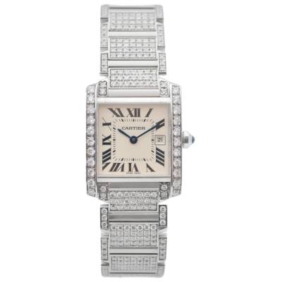 CARTIER TANK FRANCAISE 25X30MM STAINLESS STEEL DIAMONDS QUARTZ REF: 2465/W51011Q3