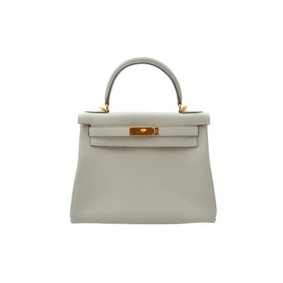 HERMES KELLY 28 GRIS PERLE EPSOM LEATHER GOLD HARDWEAR