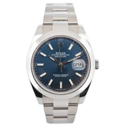 ROLEX DATEJUST 41 BLUE DIAL STAINLESS STEEL OYSTER AUTOMATIC REF: 126300