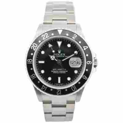 ROLEX GMT MASTER II 40 BLACK DIAL STAINLESS STEEL 2006 AUTOMATIC OYSTER REF: 16710 T