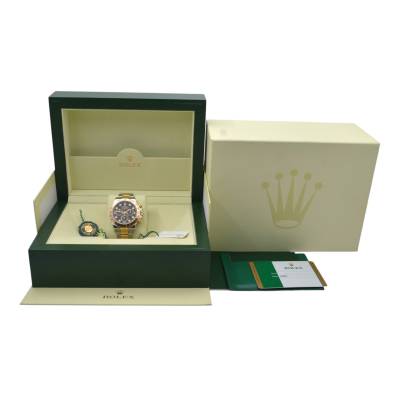 ROLEX DAYTONA COSMOGRAPH 40 YELLOW GOLD&STEEL BLACK DIAMOND DIAL BOX+PAPERS 2018 REF: 116503