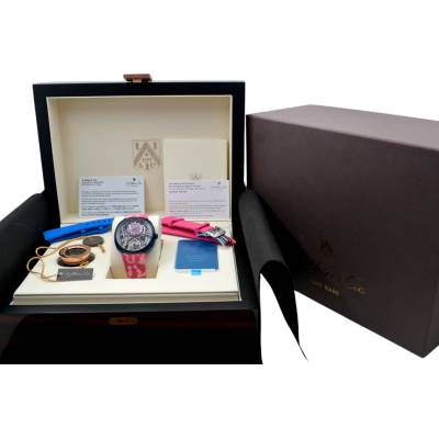H. MOSER & CIE STREAMLINER ALPINE TOURBILLON 42.3MM SKELETON VERY RARE PINK LIVERY FULL SET REF: 6811-1201