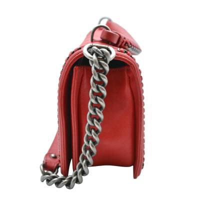 CHANEL BOY BAG FLAP RED LEATHER MEDIUM
