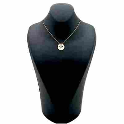 LANT SI PANDANT IN FORMA DE CERC CU MODEL DE INIMA DIN AUR GALBEN 14K_130913