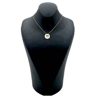 LANT SI PANDANT IN FORMA DE CERC CU MODEL DE INIMA DIN AUR GALBEN 14K_130913