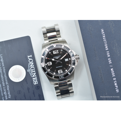 LONGINES HYDROCONQUEST 41MM STAINLESS STEEL BOX+PAPERS 2023 BLACK REF: L3.740.4.56.6
