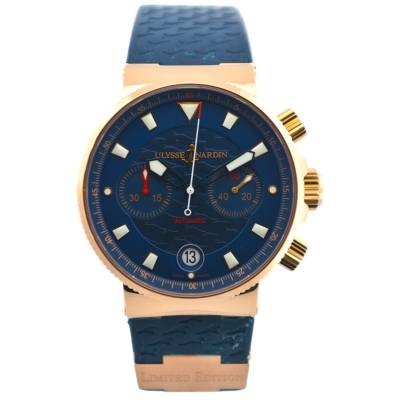 ULYSSE NARDINE MAXI MARINE CHRONOGRAPH BLUE SEAL 41 ROSE GOLD LTD ED 999 REF: 356-68LE-3