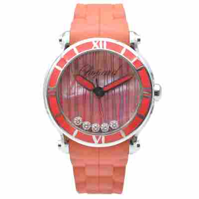 CHOPARD HAPPY SPORT XL LTD 500 CORAL RED 42MM STEEL MOP DIAMONDS REF: 288524-3002