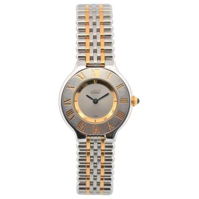 CARTIER MUST DE CARTIER 21 QUARTZ 28MM SILVER DIAL STAINLESS STEEL REF: 1340