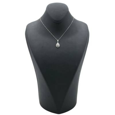 LANT SI PANDANT DIN AUR ALB 9K CU DIAMANTE NATURALE_131017