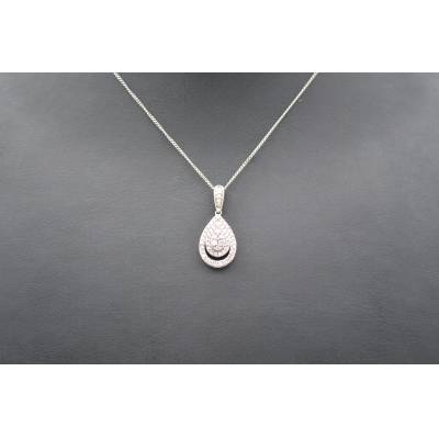 LANT SI PANDANT DIN AUR ALB 9K CU DIAMANTE NATURALE_131017