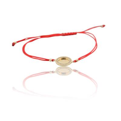 BRATARA PE SNUR ROSU CU AUR GALBEN 14K_122378