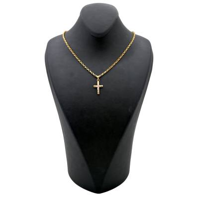 LANT SI PANDANT IN FORMA DE CRUCE DIN AUR GALBEN 14K_128908