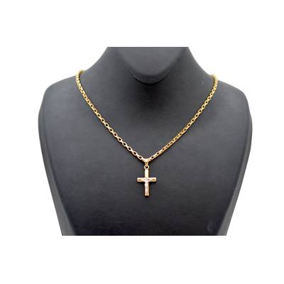 LANT SI PANDANT IN FORMA DE CRUCE DIN AUR GALBEN 14K_128908