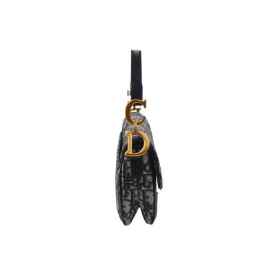 DIOR MINI SADDLE BAG OBLIQUE JAQUARD WITH BLUE STRAP AND GOLD HARDWEAR