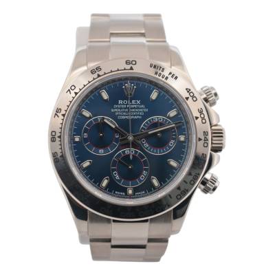 ROLEX DAYTONA COSMOGRAPH 40 WHITE GOLD BLUE DIAL OYSTER AUTOMATIC REF: 116509  