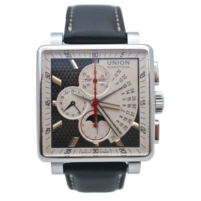 UNION GLASHÜTTE AVERIN CHRONOGRAPH AUTOMATIC 53.6 X 43.8 STAINLESS STEEL BLACK DIAL REF: D003.525.16.051-01