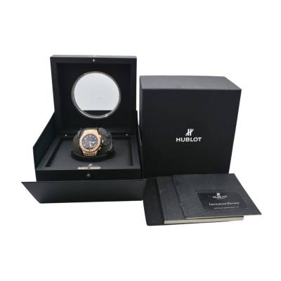 HUBLOT BIG BANG 41 AUTOMATIC ROSE GOLD DIAMOND PAVÉ BOX + PAPERS 2013 REF: 341.PX.130.RX.174