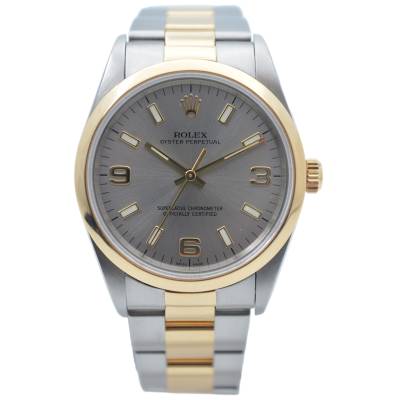 ROLEX OYSTER PERPETUAL 34 TWO TONE SILVER ARABIC DIAL 2000 AUTOMATIC REF: 14203