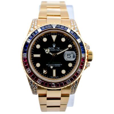 ROLEX GMT-MASTER II 40 YELLOW GOLD CUSTOMIZED DIAMONDS OYSTER AUTOMATIC REF: 116718     