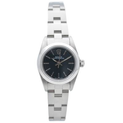 ROLEX OYSTER PERPETUAL 25 BLACK DIAL STAINLESS STEEL PAPERS 2000 REF: 76080