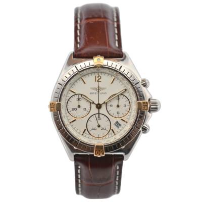 BREITLING CHRONOMAT SEXTANT 36MM GOLD&STEEL WHITE DIAL QUARTZ REF: 80350