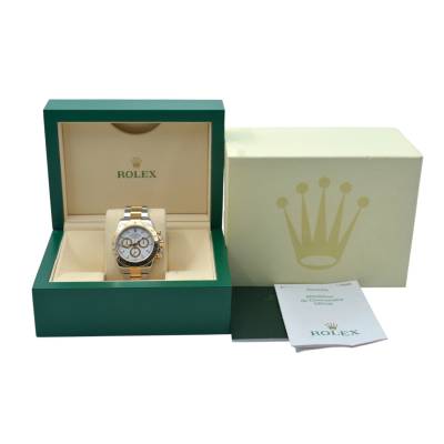 ROLEX DAYTONA COSMOGRAPH 40 TWO TONE WHITE DIAL BOX+PAPERS 2004 REF: 116523