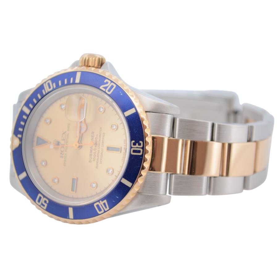 ROLEX SUBMARINER DATE 40 SERTI DIAL TWO TONE BLUE BEZEL 1996 REF: 16613SG