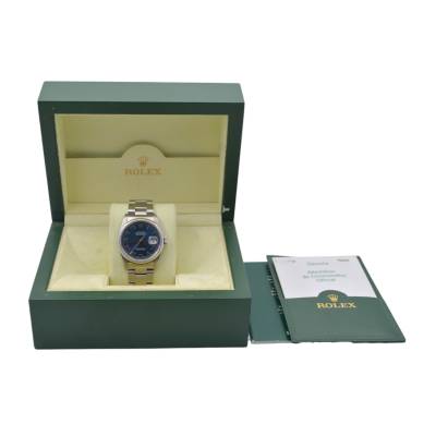 ROLEX DATEJUST 36 AUTOMATIC BLUE ROMAN DIAL STEEL JUBILEE FULL SET 2002 REF: 16220