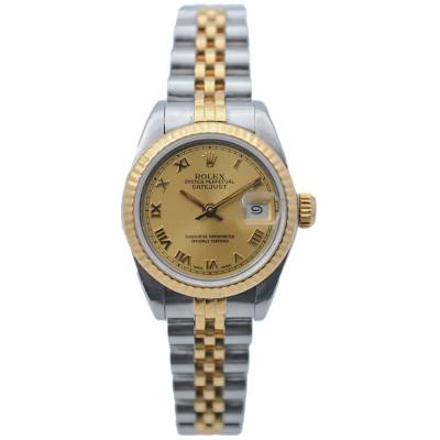 ROLEX LADY DATEJUST 26 AUTOMATIC TWO TONE CHAMPAGNE ROMAN DIAL JUBILEE 1988 REF: 69173