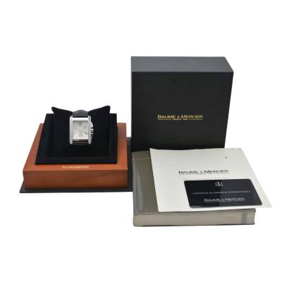 BAUME & MERCIER HAMPTON 28x44 QUARTZ SILVER DIAL DIAMONDS FULL SET 2007 REF: 65428 / M0A08371
