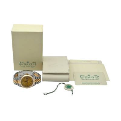ROLEX DATEJUST 36 TWO TONE CHAMPAGNE DIAL BOX+PAPERS 1993 REF: 16233