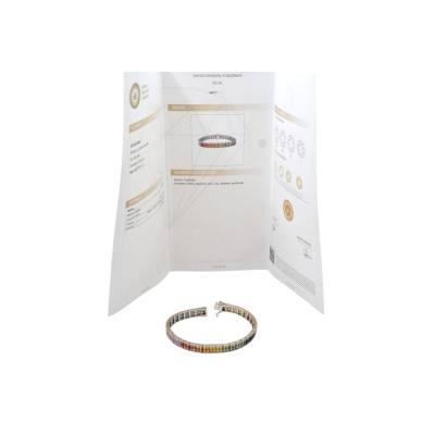 BRATARA TIP TENIS DIN AUR 14K CU DOUA RANDURI DE SAFIRE NATURALE MULTICOLORE